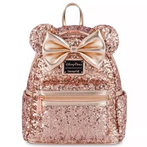 Minnie Mouse Sequin Loungefly Mini Backpack – Rose Gold